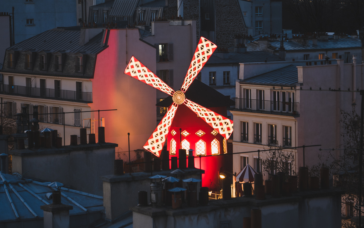 Moulin Rouge in Paris at Night